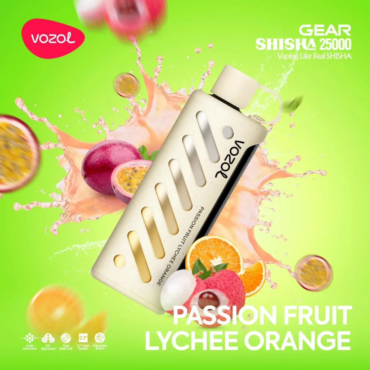 Vozol Gear 25000 Passion Fruit Lychee Orange (Çarkıfelek Meyvesi Liçi Portakal)