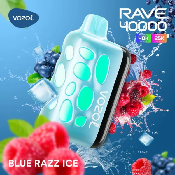 Vozol Rave 40000 Blue Razz Ice (Mavi Ahududu Mentol)
