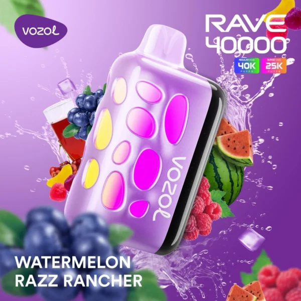 Vozol Rave 40000 Watermelon Razz Rancher (Karpuz Ahududu Yaban Mersini Kirazlı Limonata)